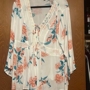 White floral blouse